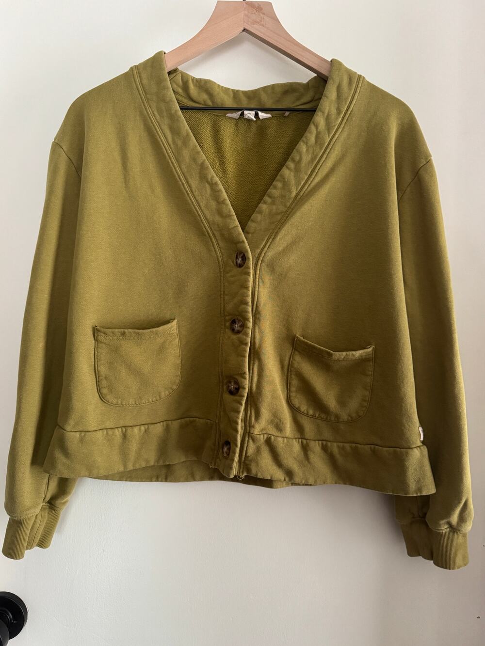 TOAD & CO chartruese french terry cropped cardigan - M